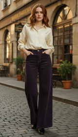 Premium Maillard Flocked Wide Leg Jeans - Fleece - Image 5