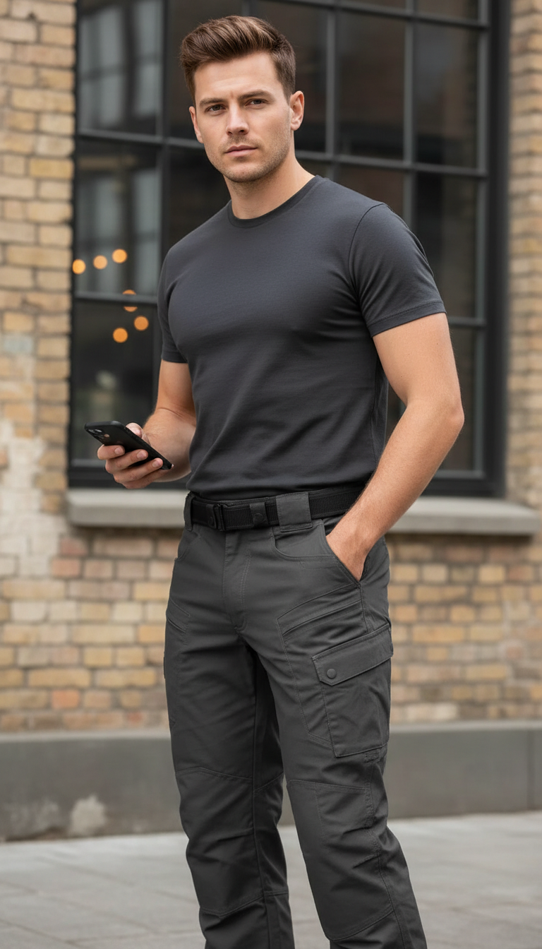 Men's Waterproof Tactical Cargo Pants - Breathable Quick - Detail Close-Up