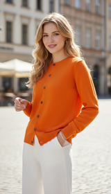 Women's 100% Merino Wool Cardigan - O-Neck Button - Image 8