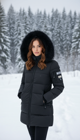 Women's Long Fur Collar Hooded Parka - Elegant - Image 6