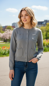 OURYE women's wool knit cardigan — Side view
