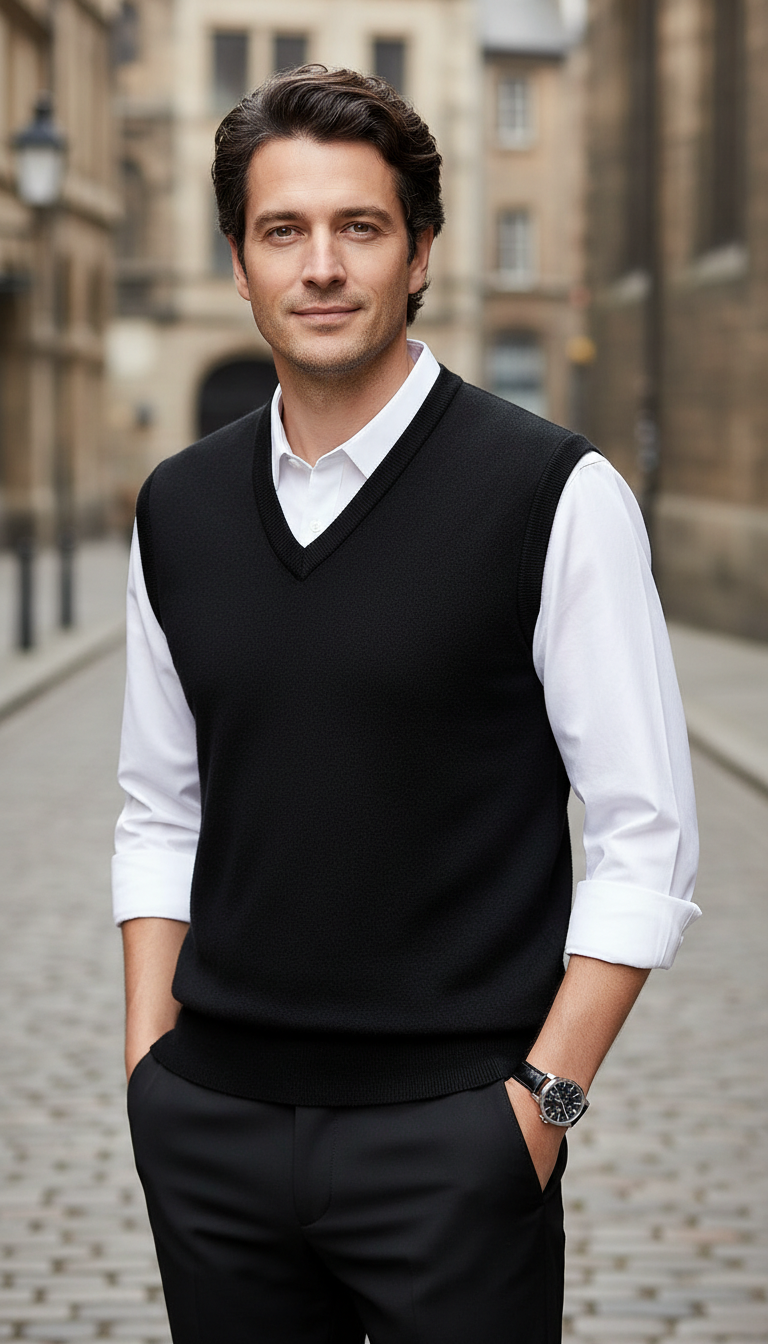 Men's Solid Colour Sweater Vest - V-Neck Sleeveless - Image 11