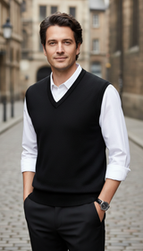 Men's Solid Colour Sweater Vest - V-Neck Sleeveless - Image 11