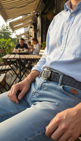 Unisex Woven Elastic Belt - No-Punch Casual Outdoor - Front View