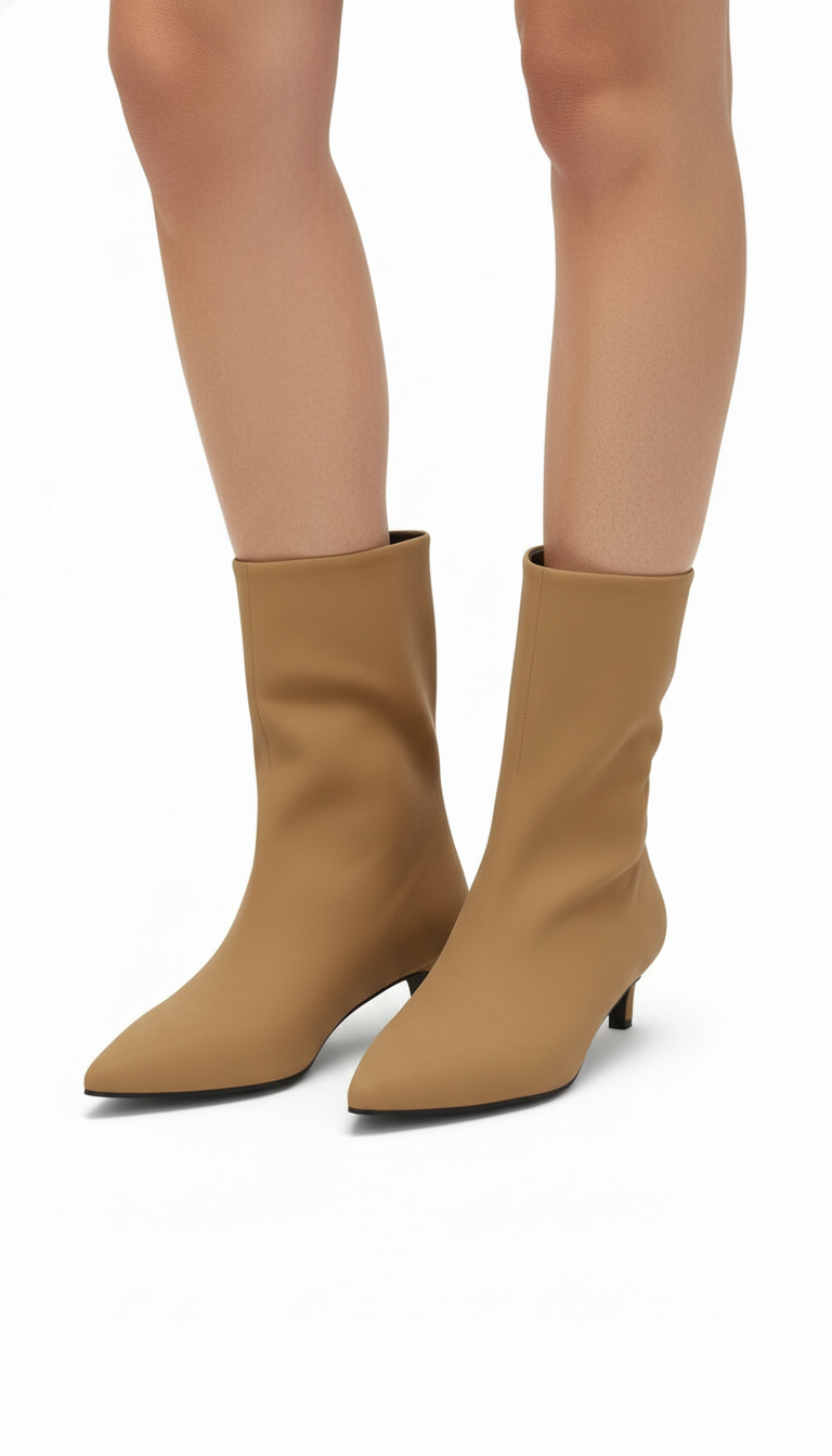 Damen Stiefeletten mit spitzer Zehe - Vintage Dünner Niedriger Absatz Kurze Stiefel für Herbst & Winter