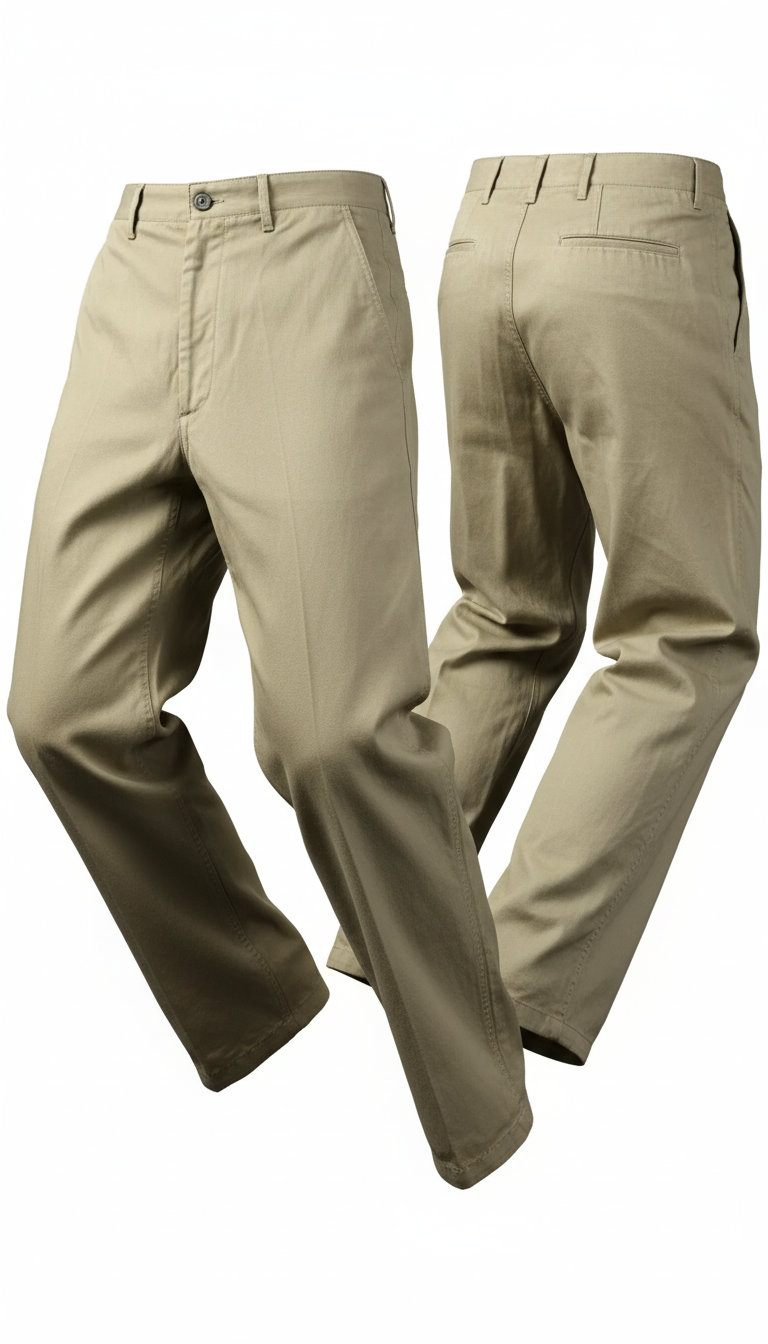 OURYE Men's Cotton Chino Trousers - Straight in Khaki