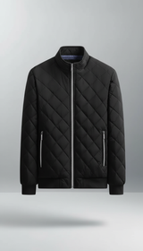 OURYE Men's Quilted Bomber Jacket - Slim Fit in Black