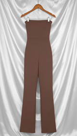 Women's Corseted Flared Jumpsuit - High-Waist Slim Fit - Side View