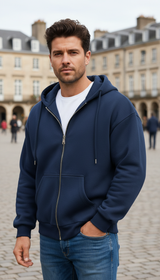 Men's Comfortable Fleece Hooded Sweatshirt Zipper Jacket Sports Shirt Long Sleeved Sweatshirt and Hooded Coat