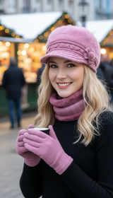 Women's Hat & Scarf Set - Faux Fur - Detail Close-Up