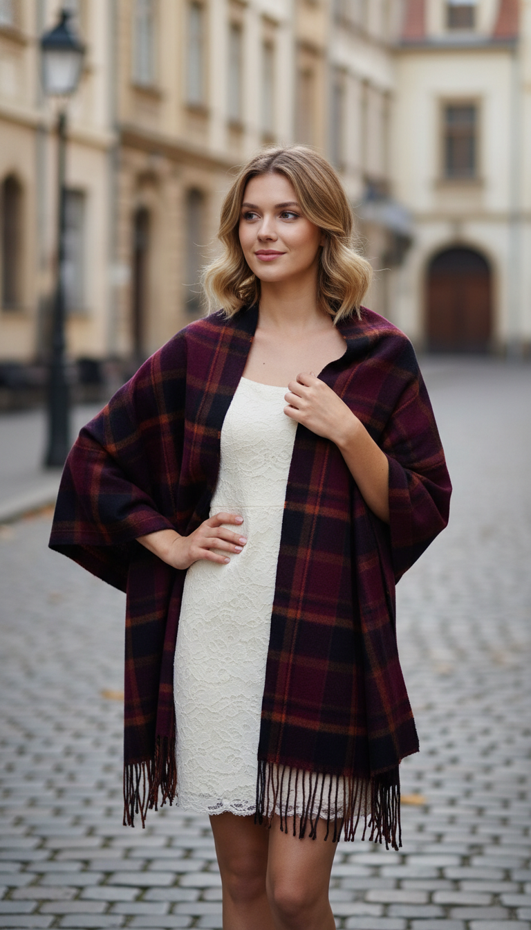 Women's Lattice Scarf - Thick Imitation Cashmere Shawl - Image 5