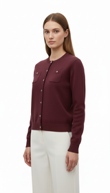 Damen-Strickjacke aus Wolle — Rundhals, Knopfleiste | OURYE