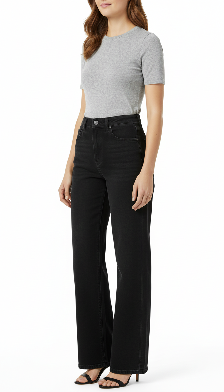 OURYE Women's Denim Jeans - Wide Leg in Black