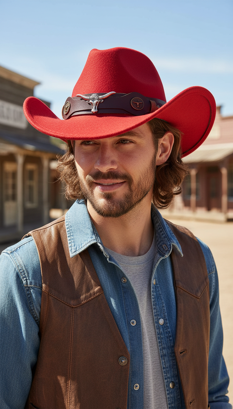 Western Cowboy Hat with Roll Brim - Felt - Image 11