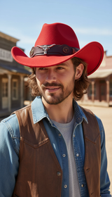 Western Cowboy Hat with Roll Brim - Felt - Image 11