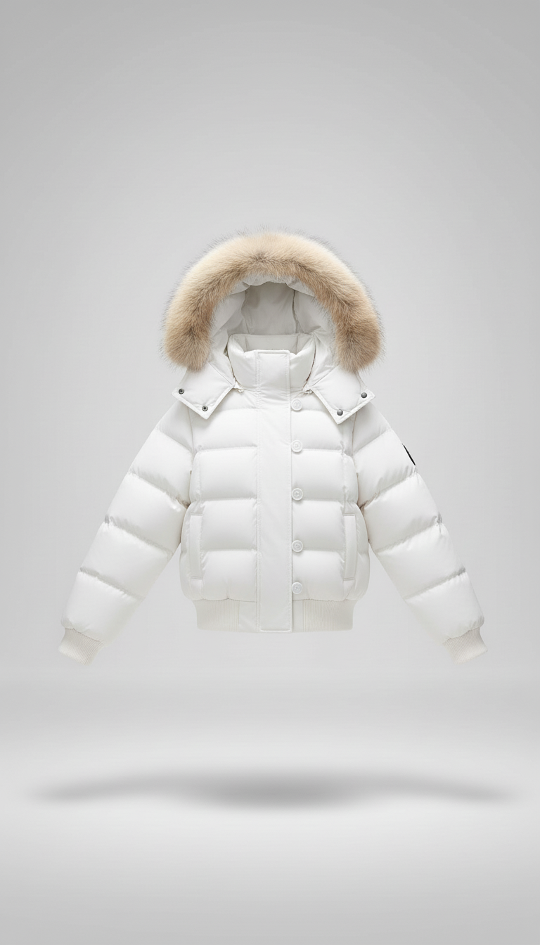 OURYE Women's Down Puffer Jacket - Cropped in Black