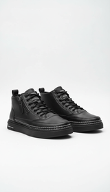 Men's Warm Plush Leather Boots - Mid-Calf Lace-Up Work Boots for Autumn & Winter