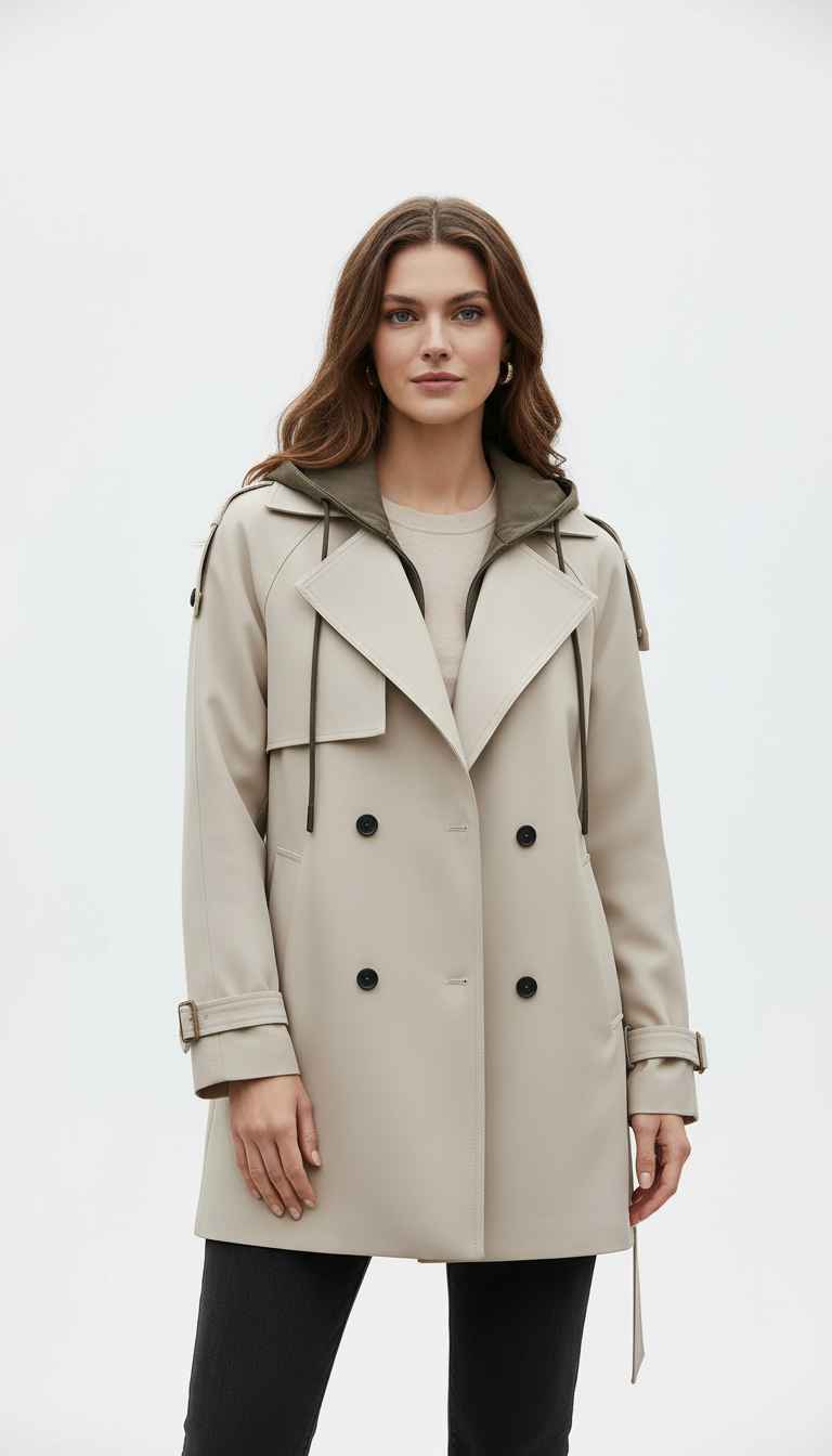 OURYE Women's Silk Trench Jacket - Oversized