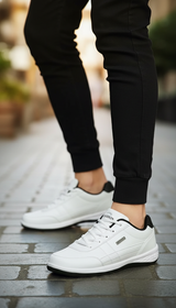 Men's PU Leather Sneakers - Casual Breathable Non-Slip - Back View