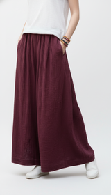 Women's Cotton Linen Wide Leg Pants - Pleated Loose Fit Trousers