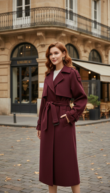 OURYE Women's Wool Trench Coat - Double-Breasted in Camel