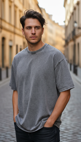 OURYE Men's Cotton T-Shirt - Oversized in Black