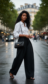 Women's High-Waisted Wide Leg Pants - Pleated Casual - Image 6
