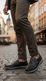 OURYE Men's Genuine Leather Button Down Shoes - Relaxed