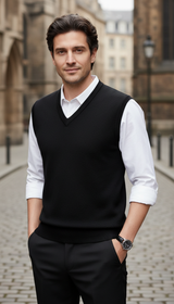 Men's Solid Colour Sweater Vest - V-Neck Sleeveless - Image 12
