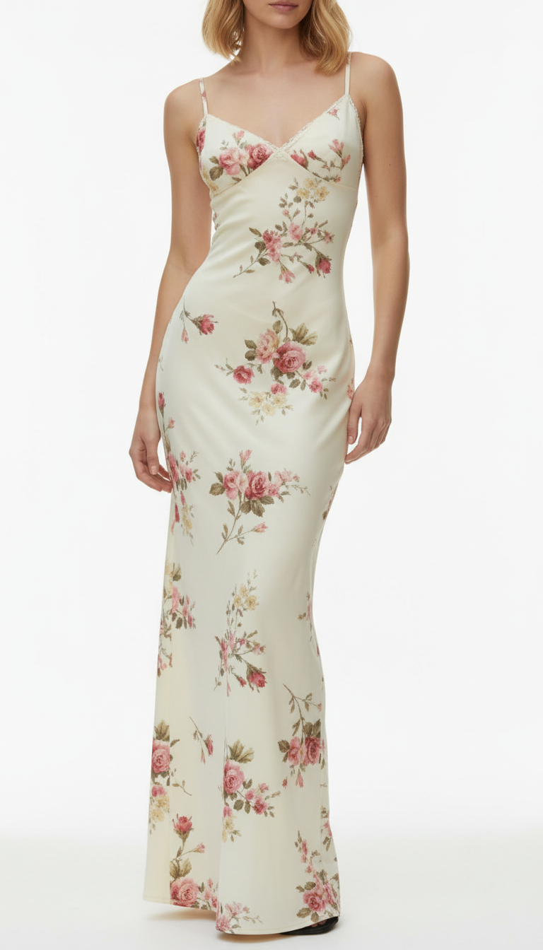 Women's Floral Print Backless Maxi Dress - Sleeveless Bodycon Party Dress
