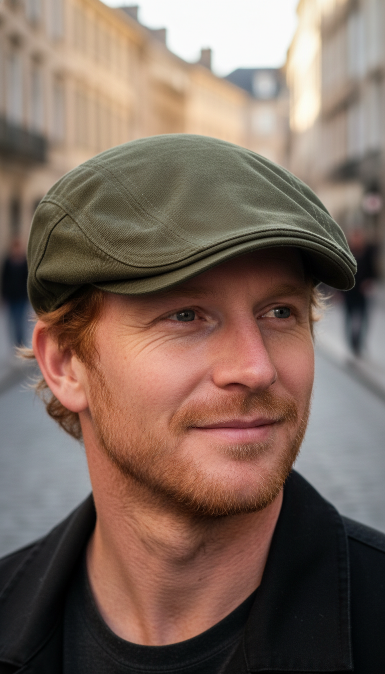 Men's Solid Colour Newsboy Cap - Lightweight Flat - Front View