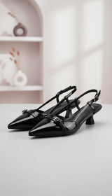 Women's Patent Leather Sandals - Pointed Toe Slingback - Back View