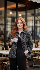 Women's Brown Knitted Cardigan - Elegant Lapel Loose - Back View