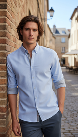 Cotton Blend Oxford Shirt – Men's Long Sleeve - Image 9