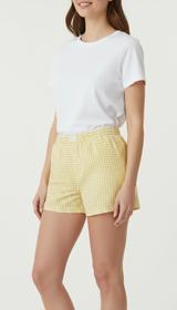 Damen Vichykaro-Shorts – legere Sommer-Shorts aus Baumwollmischung mit elastischem Bund