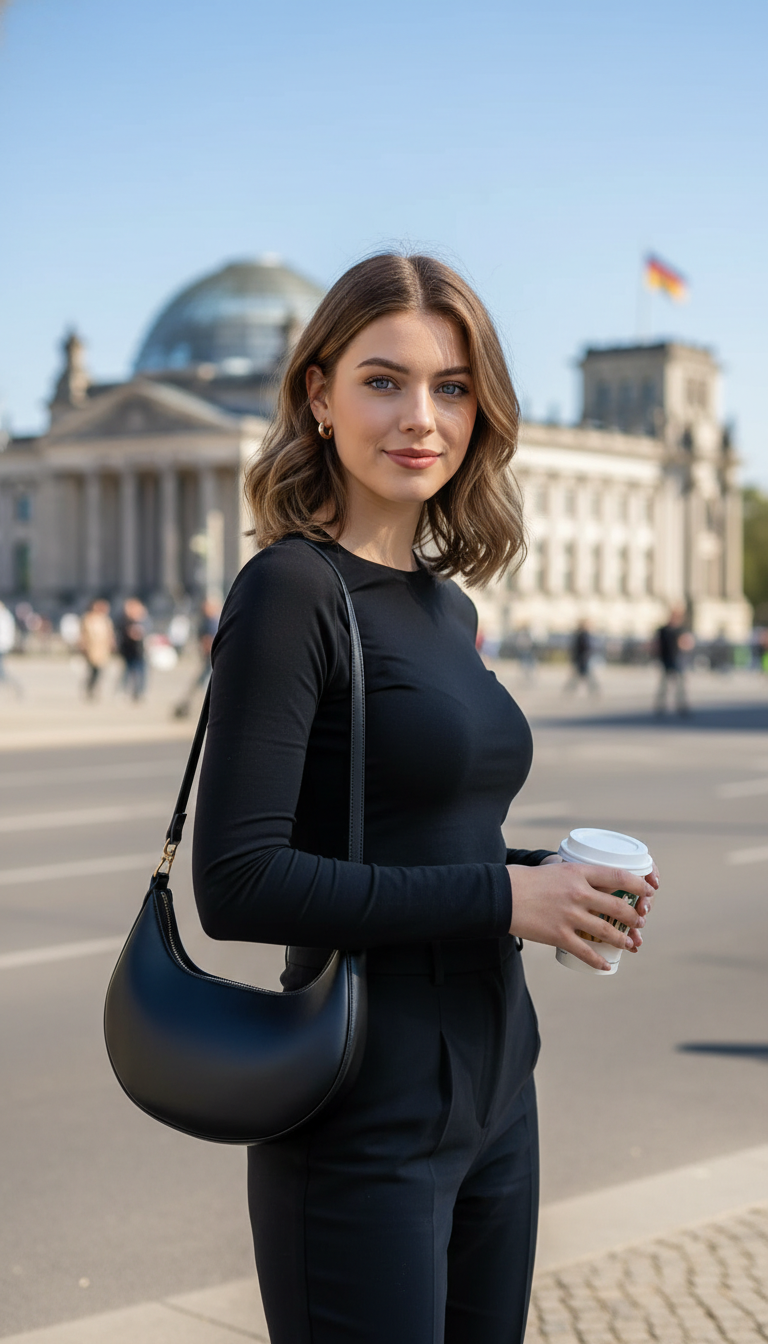 Women's Moon-Shaped Baseball Shoulder Bag - Luxury High-End - Back View