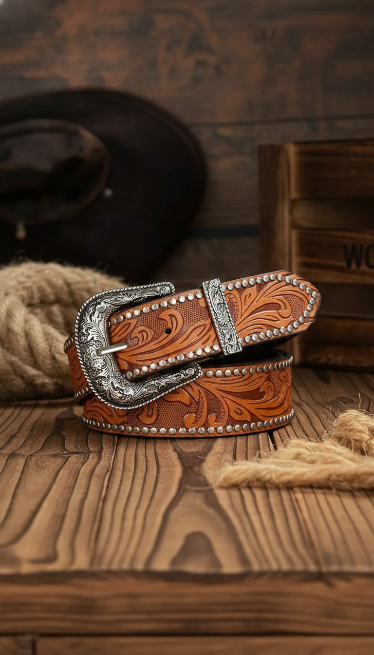 Western Cowboy PU Leather Belt - Men's Waist - Image 6