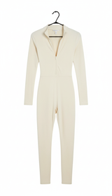 Women's Fleece-Lined Athletic Jumpsuit - High-Waist Workout Bodysuit - Back View