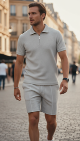 OURYE Men's Waffle Knit Two-Piece Set - Regular Fit in Black
