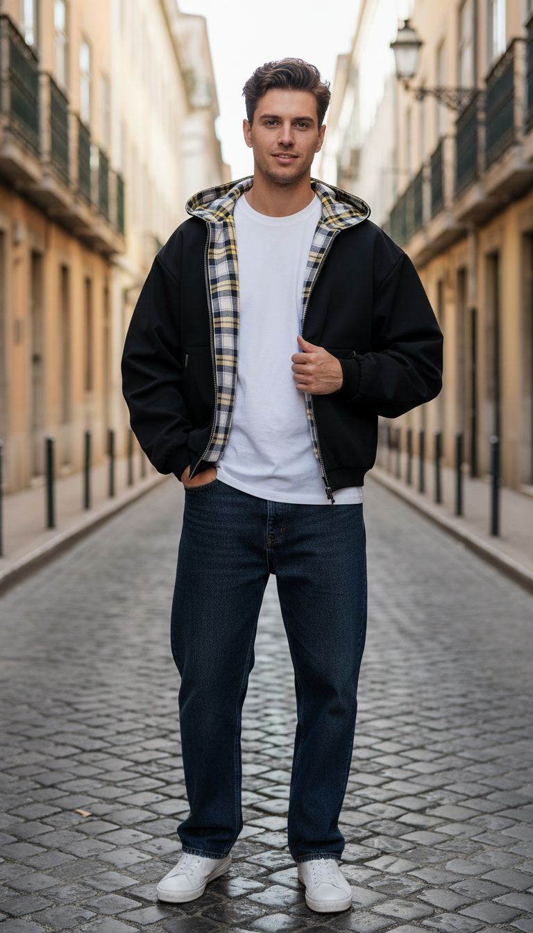 OURYE Men's Zip Hoodie - Oversized in Black