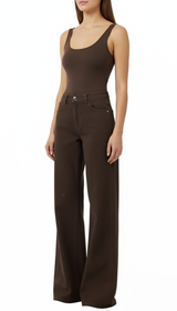 OURYE Women's Denim Wide Leg Jeans - High Waist in Chocolate