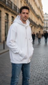 OURYE Men's Cotton Zip Hoodie - Relaxed in Black