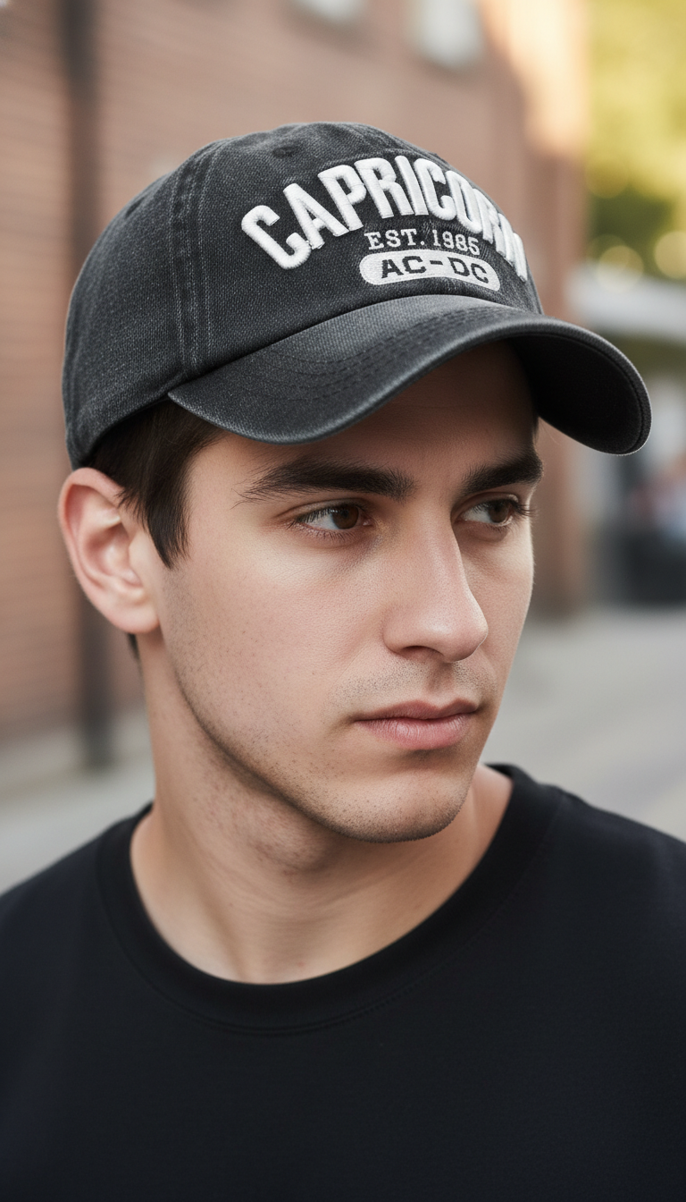 Denim Baseball Cap – Embroidered Letter Snapback Hat - Image 8