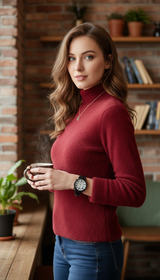 Women's Turtleneck Sweater - Elegant Velvet Lined Warm - Image 6