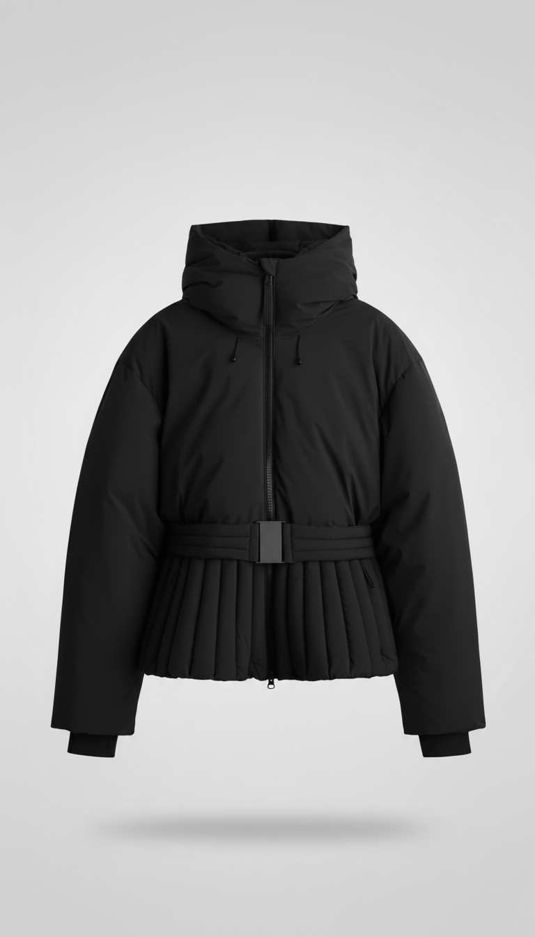 OURYE Women's Hooded Down Jacket - Cropped in Cream