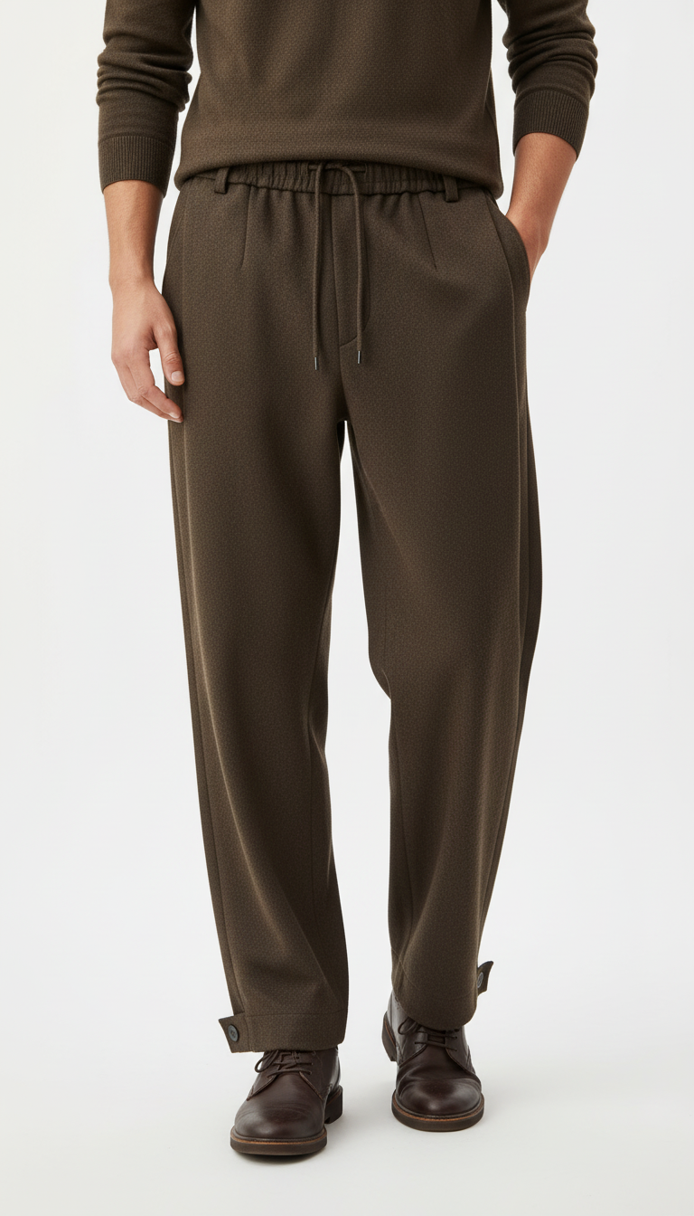 OURYE Men's Pleated Trousers - Wide Leg in Stone