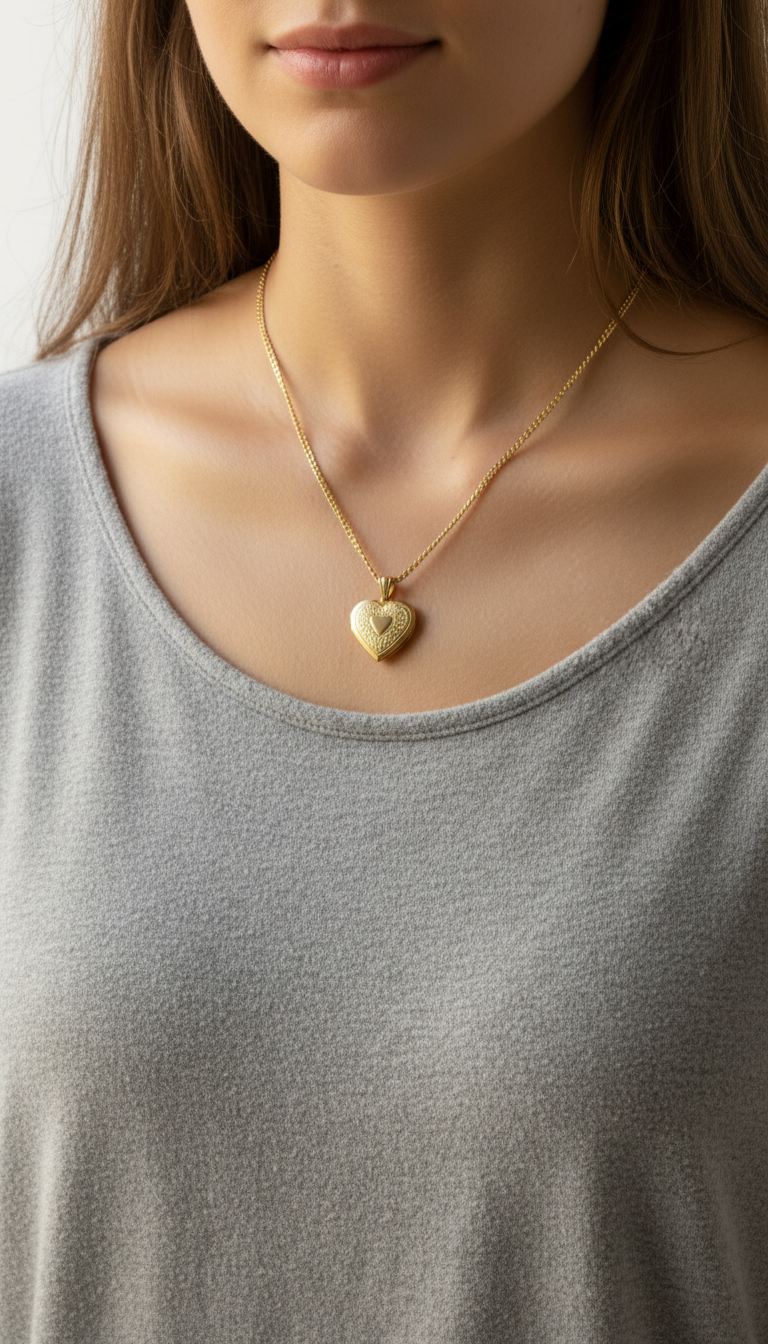 Herzmedaillon-Halskette – Gedenkschmuck aus Edelstahl für Damen