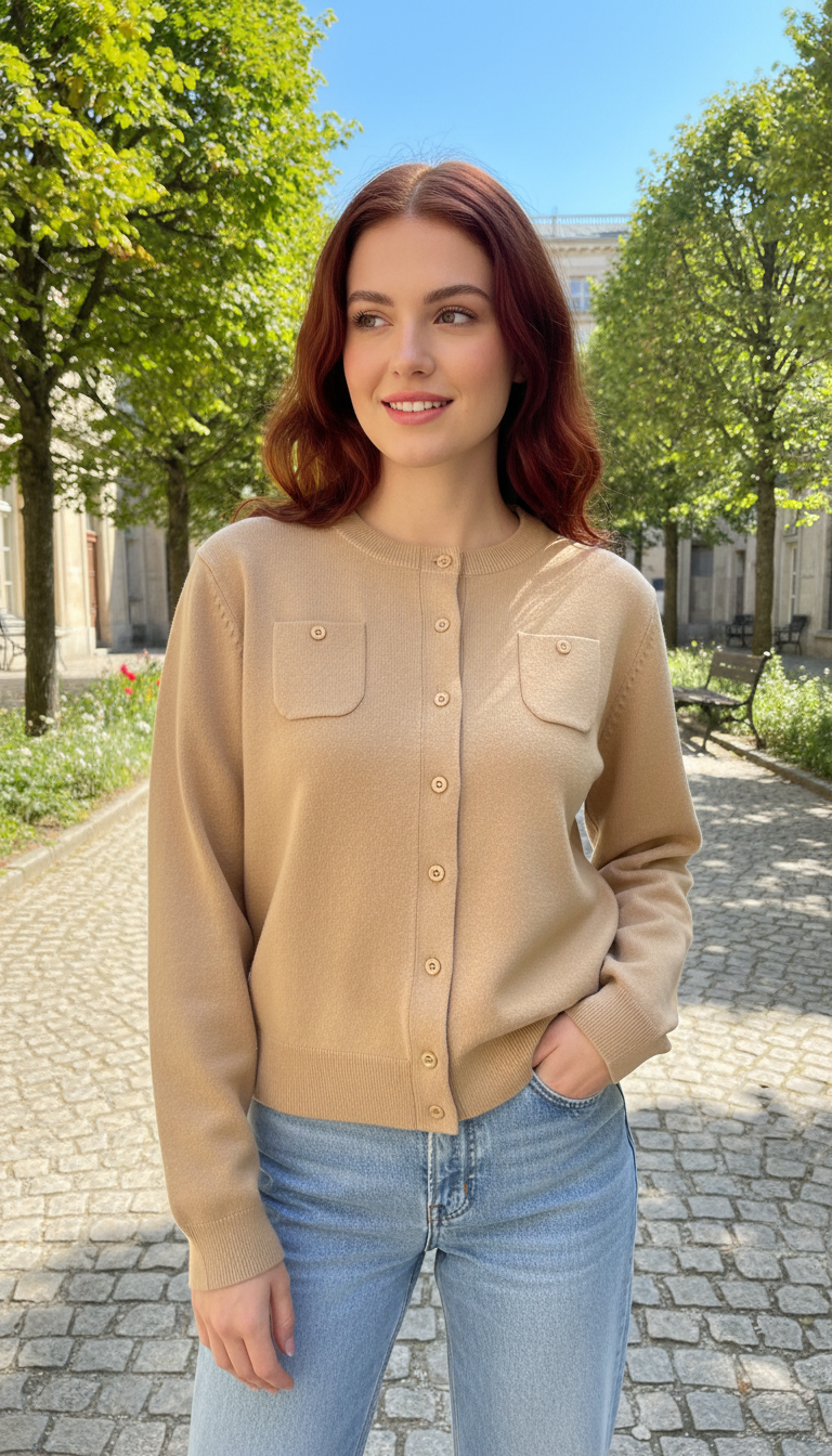 OURYE women's wool knit cardigan — Additional view