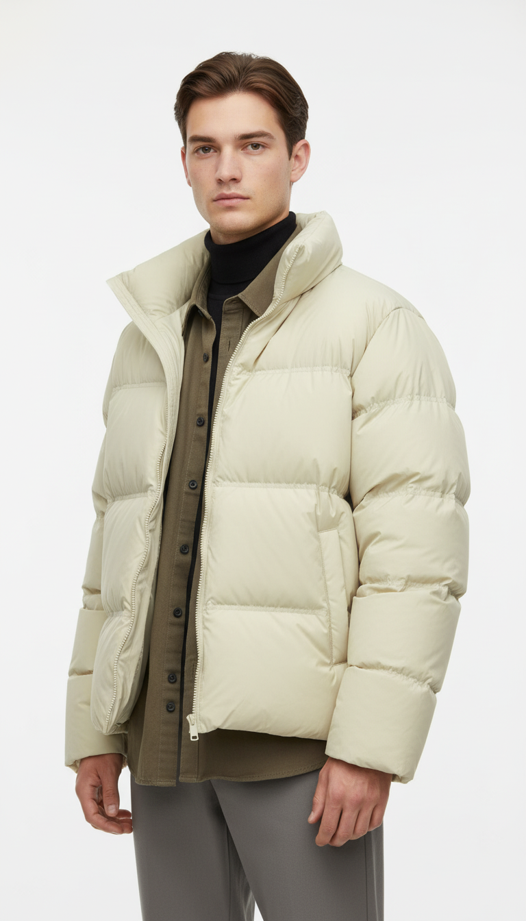 OURYE Men's Down Puffer Jacket - Relaxed in Chocolate