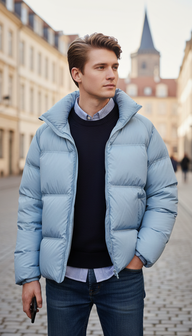 OURYE Men's Down Puffer Jacket - Relaxed in Chocolate
